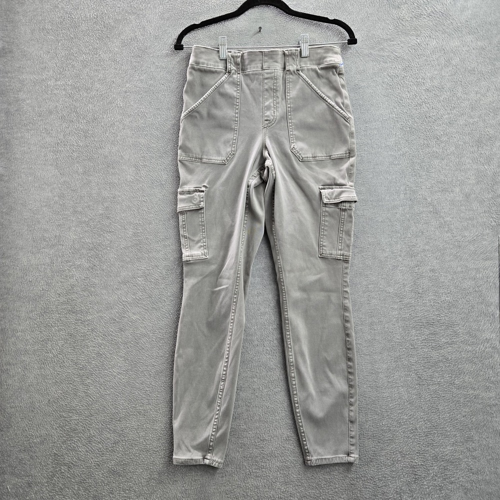 Spanx Women Pants‎ L Gray Cargo Twill Skinny Pant Zipper 27" Inseam Outdoor